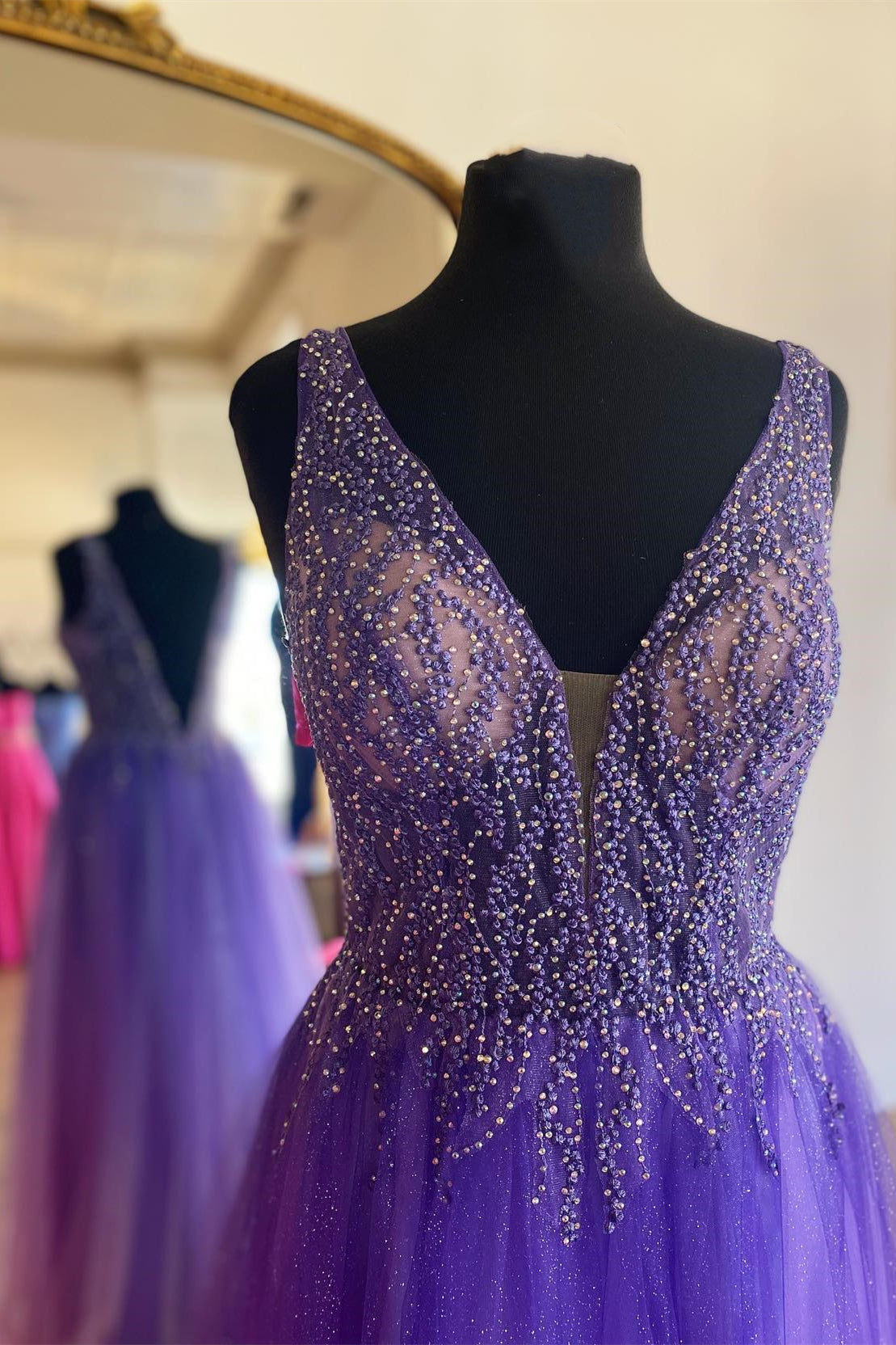 Elegant A-line Beaded Long Formal HZ0307