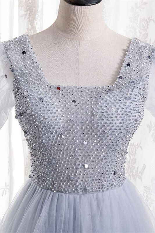 A-line Beaded Red Long Party Dress with Short HZ0307
