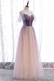 Spaghetti Straps Ombre Purple Long Party HZ0307