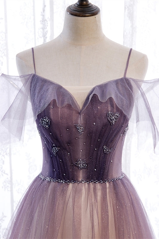 Spaghetti Straps Ombre Purple Long Party HZ0307
