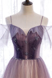 Spaghetti Straps Ombre Purple Long Party HZ0307