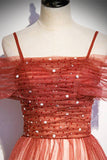 Spaghetti Straps A-line Red Tulle Party HZ0307
