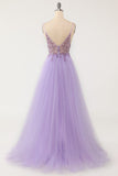 Light Purple A-line Beaded Long Formal HZ0307
