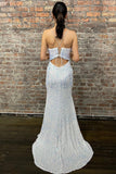 Wine Red Sequin Straps Mermaid Long Prom HZ0307