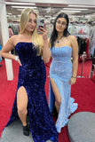 Strapless Sequin Mermaid Long Prom Dress with HZ0307