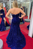 Strapless Sequin Mermaid Long Prom Dress with HZ0307