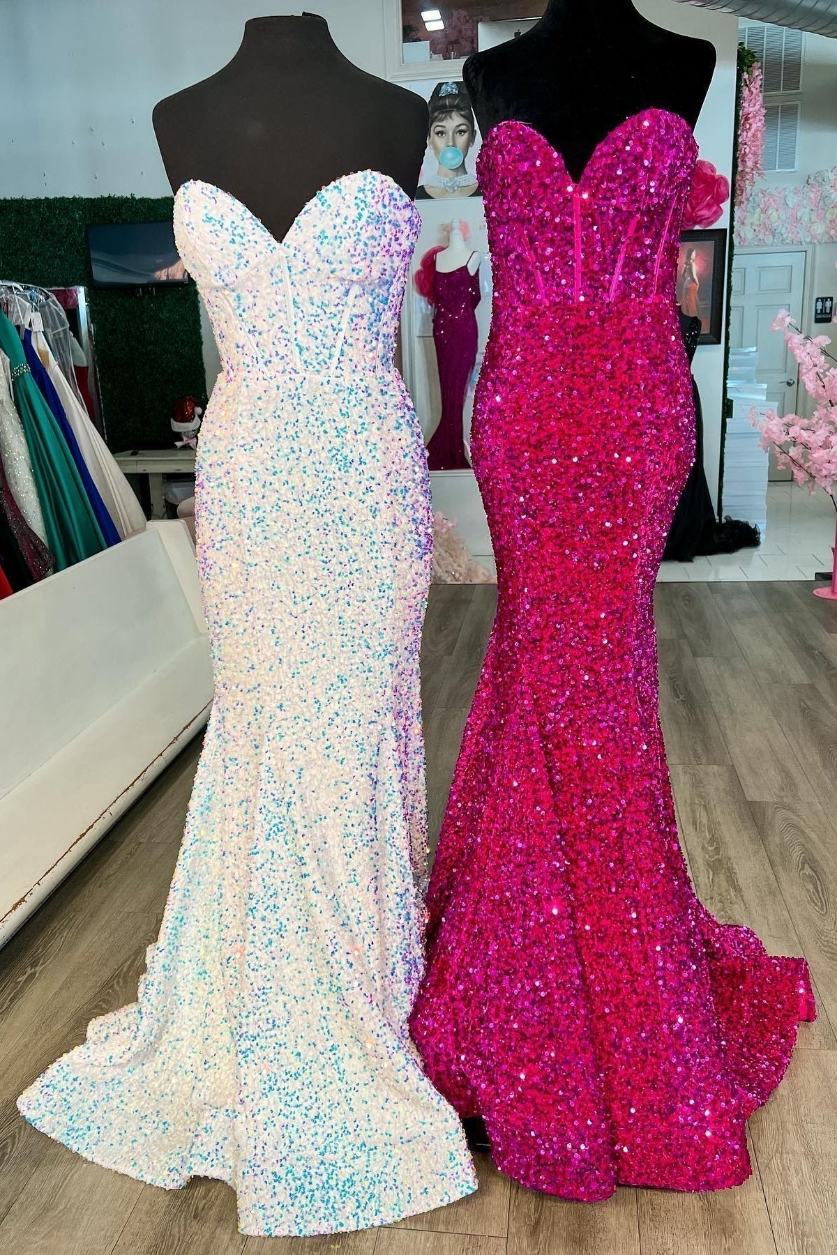 Sweetheart Blue Sequin Mermaid Long Formal HZ0307
