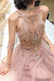 Delicated Champagne Beaded Long Formal Dress with Open HZ0307