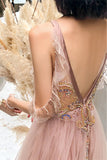 Delicated Champagne Beaded Long Formal Dress with Open HZ0307