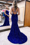 Mermaid Sequins Trumpet Double Straps Long Prom HZ0307
