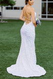 White Sequins Mermaid Long Prom HZ0307