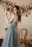 Princess Misty Blue Strapless A-line Long Formal HZ0307