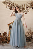 Princess Misty Blue Strapless A-line Long Formal HZ0307