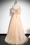 Off the Shoulder Pink Tulle Long Party HZ0307