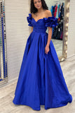 Off the Shoulder Hot Pink Pleated Long Formal HZ0307