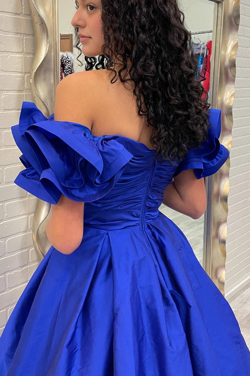 Off the Shoulder Hot Pink Pleated Long Formal HZ0307