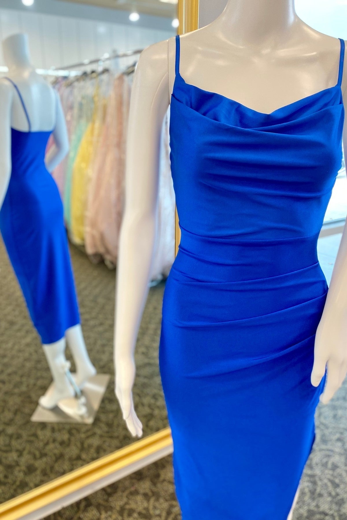 Straps Royal Blue Cowl Neck Midi Length HZ0307
