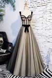 A-line Black Floral Long Formal HZ0307