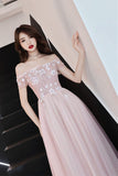 Off the Shoulder Pink Long Prom Dress with HZ0307