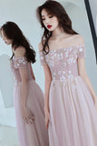 Off the Shoulder Pink Long Prom Dress with HZ0307