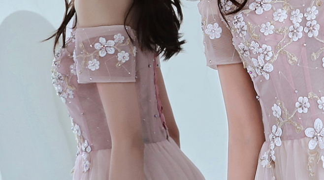 Off the Shoulder Pink Long Prom Dress with HZ0307