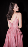 Spaghetti Straps Watermelon Long Prom HZ0307