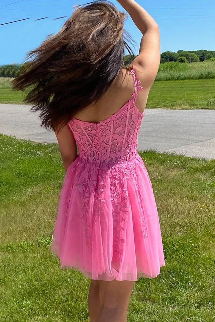 LTP1508,Pink homecoming dresses,off the shoulder homecoming dress,beaded short HZ0307