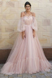 Puffy Sleeves Pink Tulle Formal HZ0307