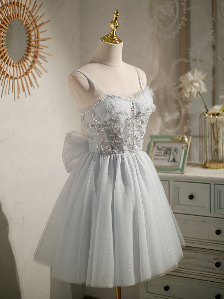 Princess Grey Beaded Short A-line Party HZ0307