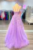 Lilac Appliques A-line Long Formal HZ0307