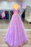 Lilac Appliques A-line Long Formal HZ0307
