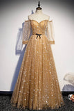 Long Sleeves Champagne Long Evening HZ0307