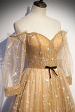 Long Sleeves Champagne Long Evening HZ0307