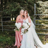 LTP1090,Elegant Peach Pink Bridesmaid Dress with HZ0307