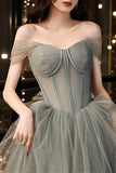 Off the Shoulder Grey Formal HZ0307