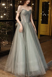 Off the Shoulder Grey Formal HZ0307
