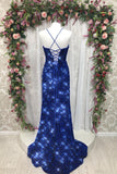 Royal Blue Sequin Straps Mermaid Long Prom HZ0307