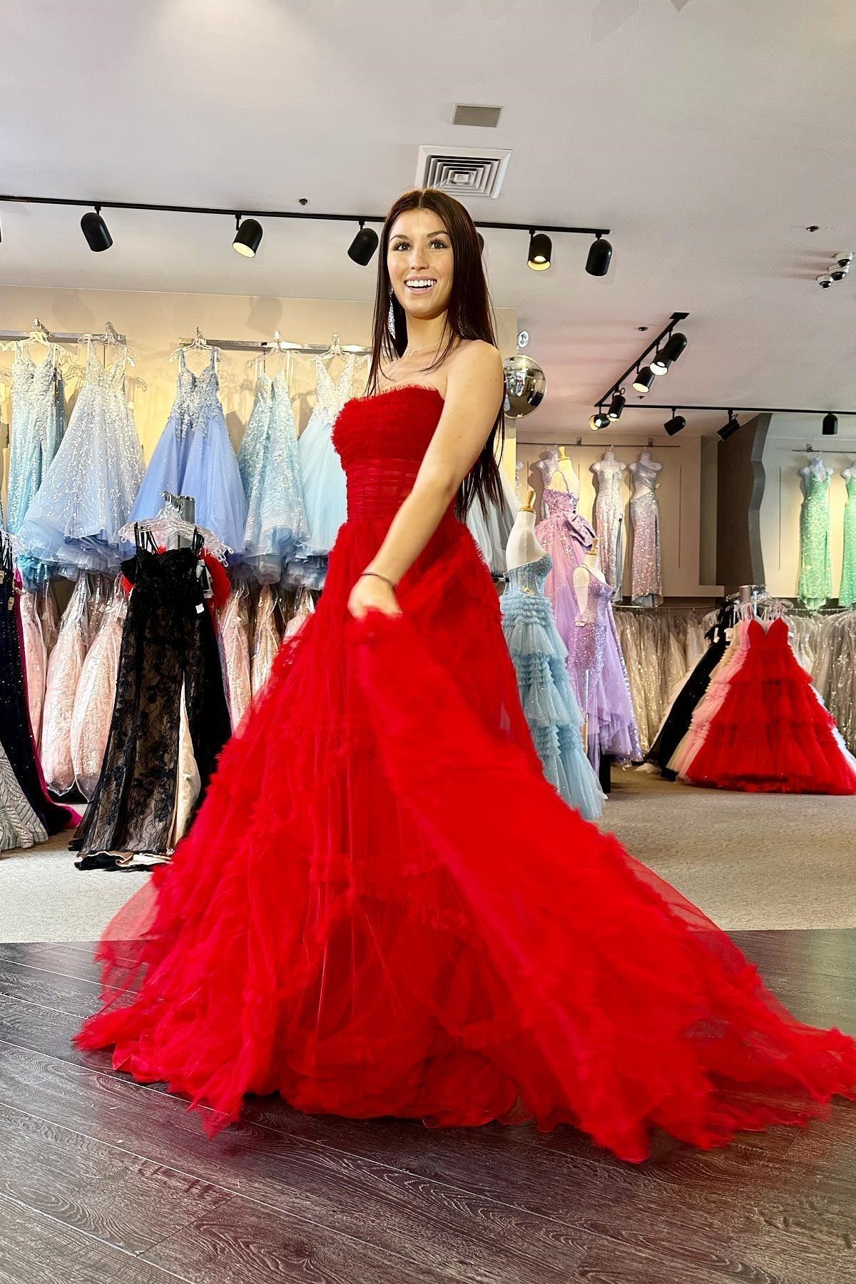 Princess Off the Shoulder Red Long Prom HZ0307