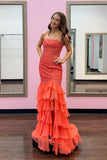 Strapless Teal Lace Appliques Fitted Ruffle Prom HZ0307