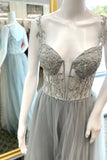 Red A-line Lace Appliques Chiffon Long Prom HZ0307