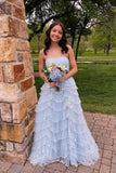 Strapless Black Tulle Tiered Prom HZ0307
