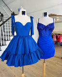 Cute Barbie Pink A-Line Satin Homecoming Dresses Mini Birthday Dresses, HZ0307