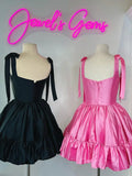 Cute Barbie Pink A-Line Satin Homecoming Dresses Mini Birthday Dresses, HZ0307