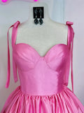 Cute Barbie Pink A-Line Satin Homecoming Dresses Mini Birthday Dresses, HZ0307