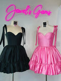 Cute Barbie Pink A-Line Satin Homecoming Dresses Mini Birthday Dresses, HZ0307