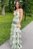 Knotted Sage Ruffles Tiedred Maxi HZ0307