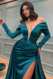Off The Shoulder Long Sleeves Mermaid Prom Dress With HZ0307