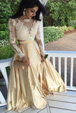 LTP1009,Charming gold two pieces long sleeves prom evening HZ0307