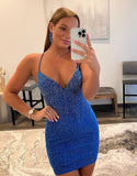 LTP1564,Sparkle blue homecoming dress,tight short prom HZ0307