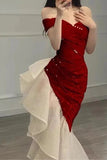 Super Sweet Bodycon Party Dress Off The Shoulder Irregular Pink Glitter Prom HZ0307